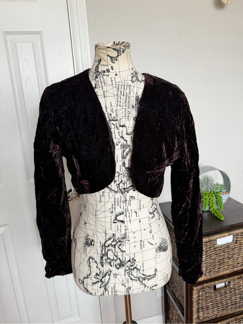 Patra Vintage Velvet Cropped Bolero Black 10 velour evening y2k